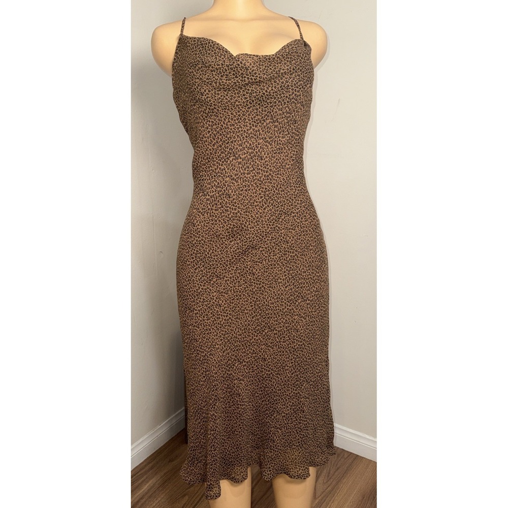 Aakaa Womens Dress Sleeveless Strappy Back Leopard Print A-Line Ladies M